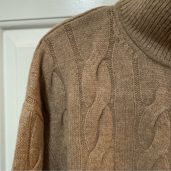 NWOT Everlane THE CABLE HALF-ZIP Wool in Oat Brown Size Medium $168 - Picture 7 of 11